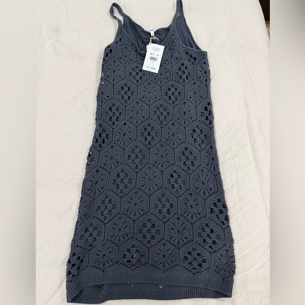 Splendid Charcoal Crochet Mini Dress